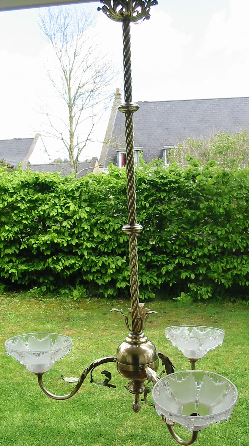 Gilt Brass 3 Branch Chandelier (1 of 1) Gilt Brass 3 Branch Chandelier (1 of 1)