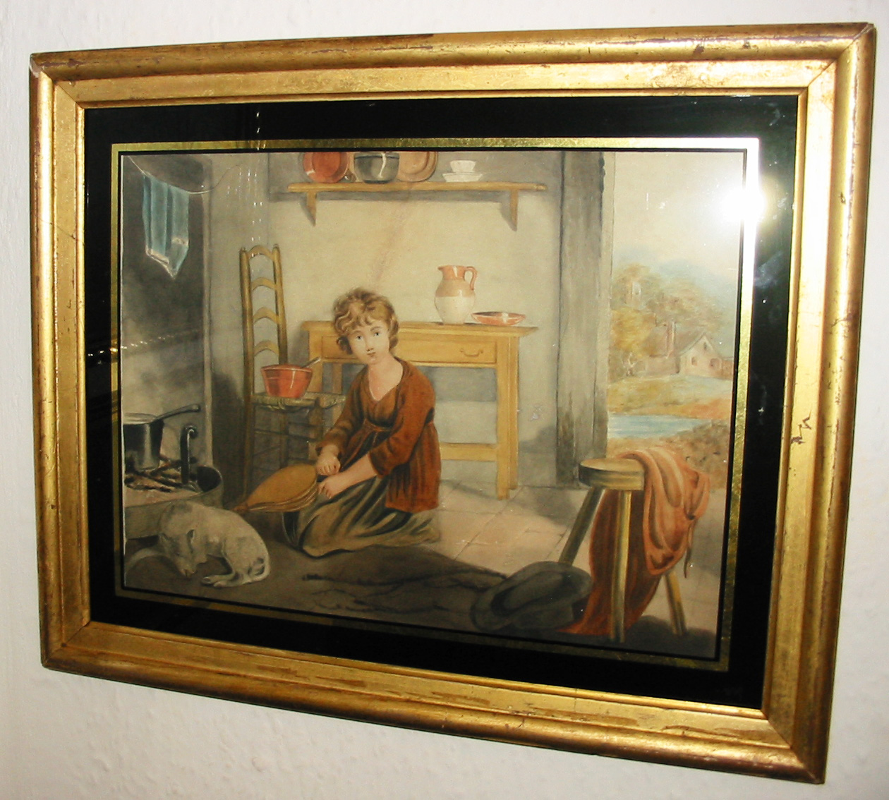 19th Century Watercolour - Cottage Interior c.1820 (1 of 1)