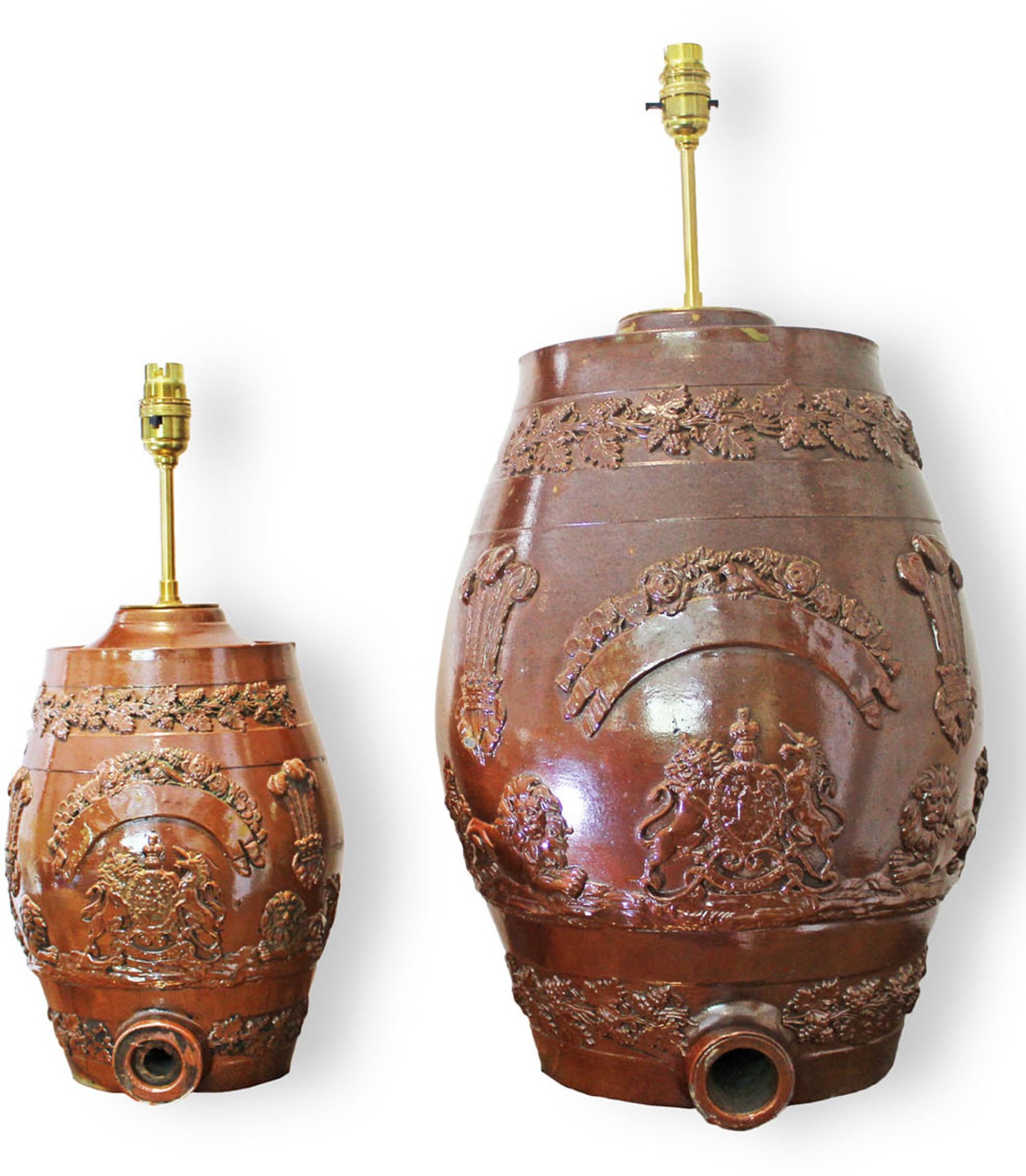 Antique Table Lamps - 2 Stone Ware Spirit Barrel Lamps - Early 19th Century (1 of 4) Antique Table Lamps - 2 Stone Ware Spirit Barrel Lamps - Early 19th Century (1 of 4)