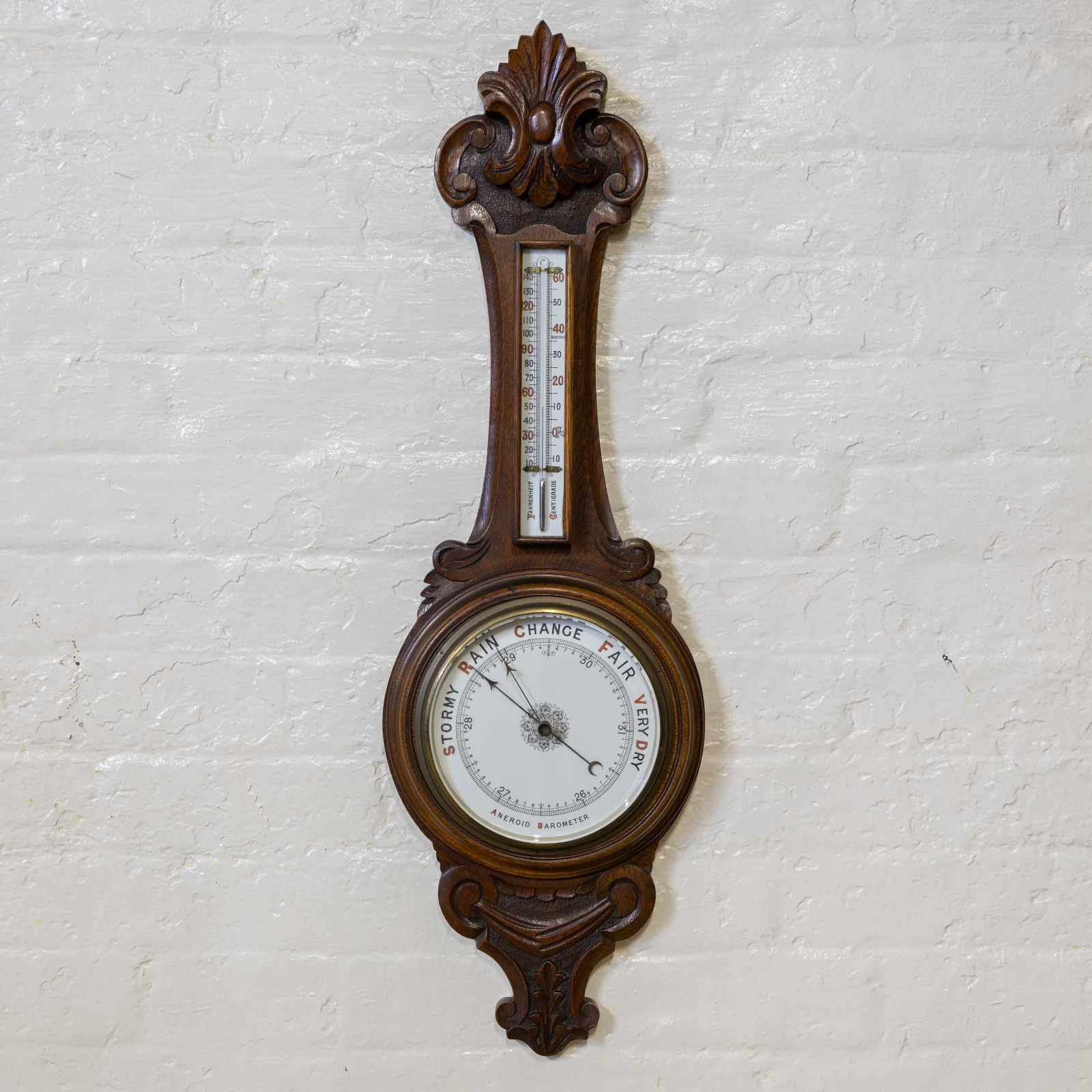 Edwardian Oak Aneroid Barometer (1 of 1) Edwardian Oak Aneroid Barometer (1 of 1)