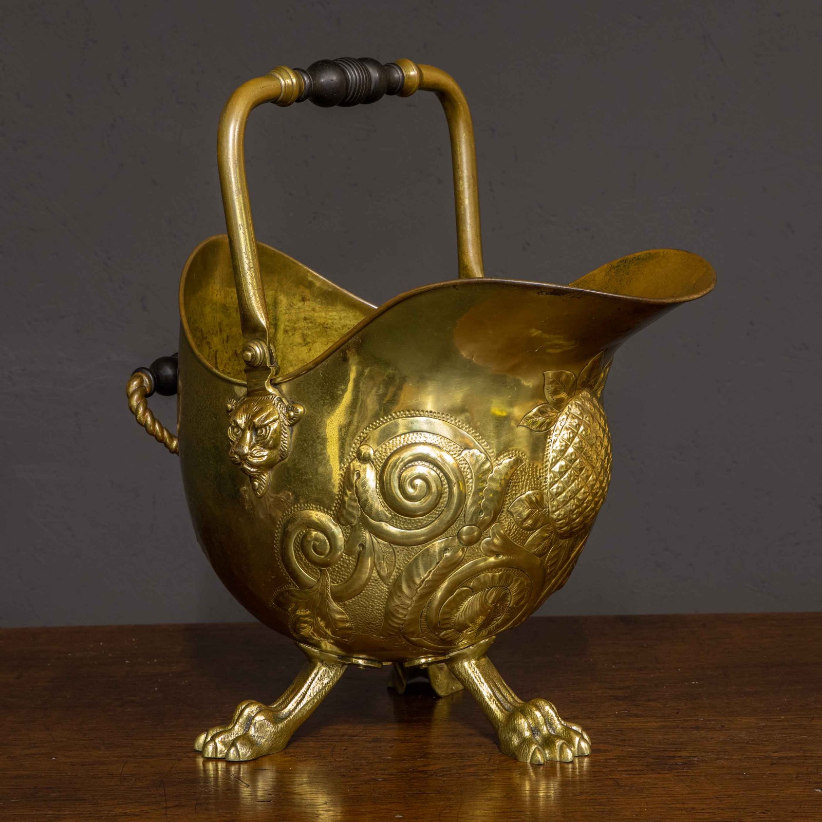 Edwardian Brass Coal Helmet (1 of 6)