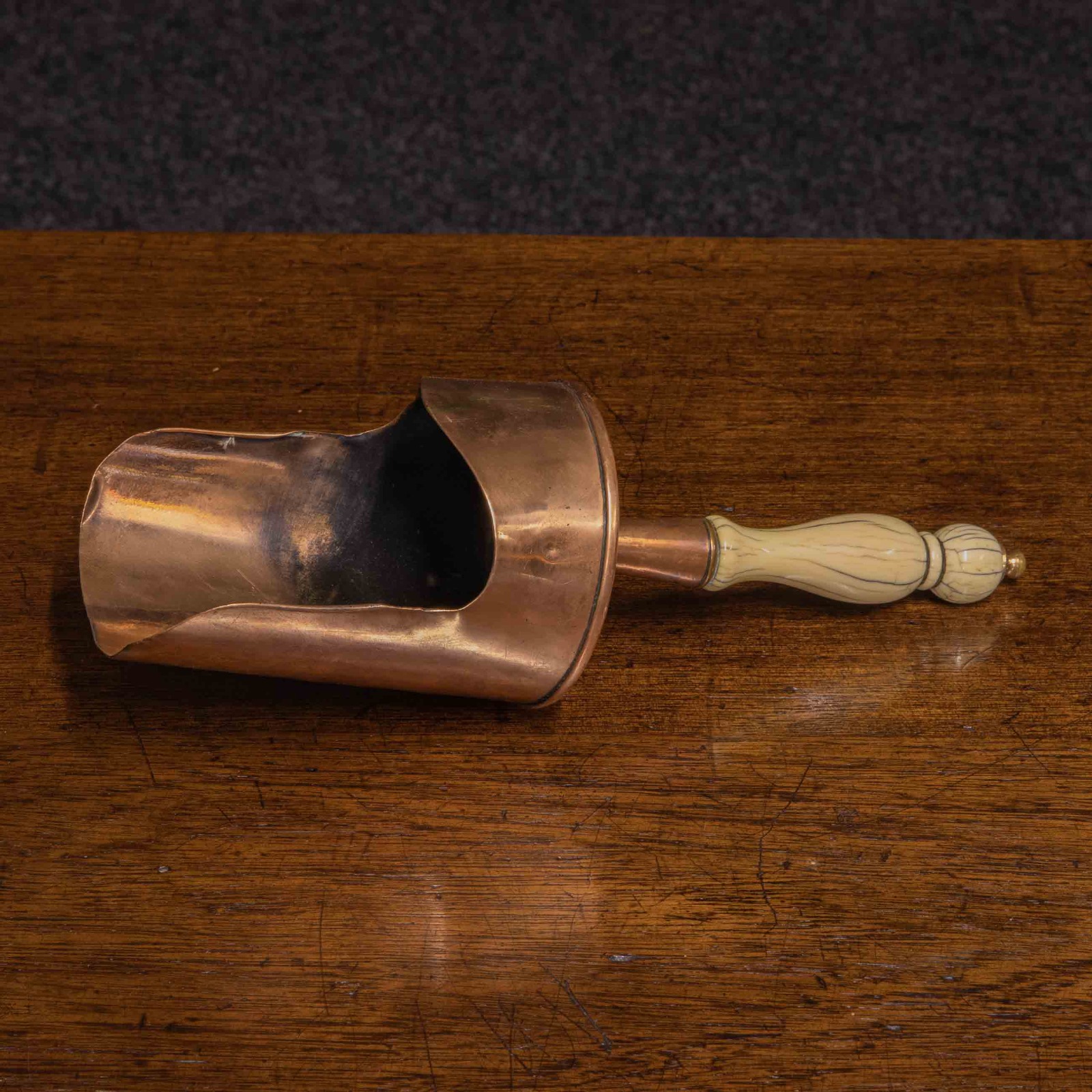 Victorian Copper Corn Scoop with Bone Handle (1 of 6)