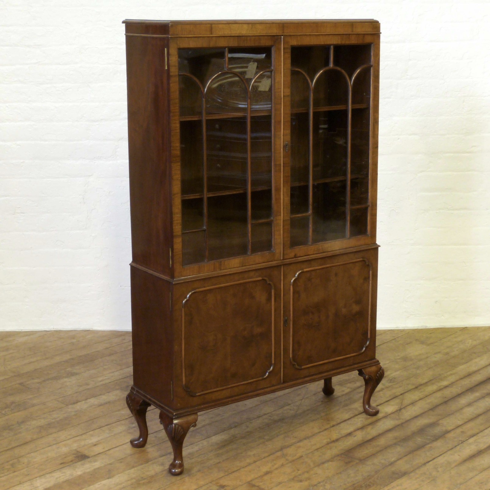 Queen Anne Style Walnut Bookcase c.1920 (1 of 1) Queen Anne Style Walnut Bookcase c.1920 (1 of 1)
