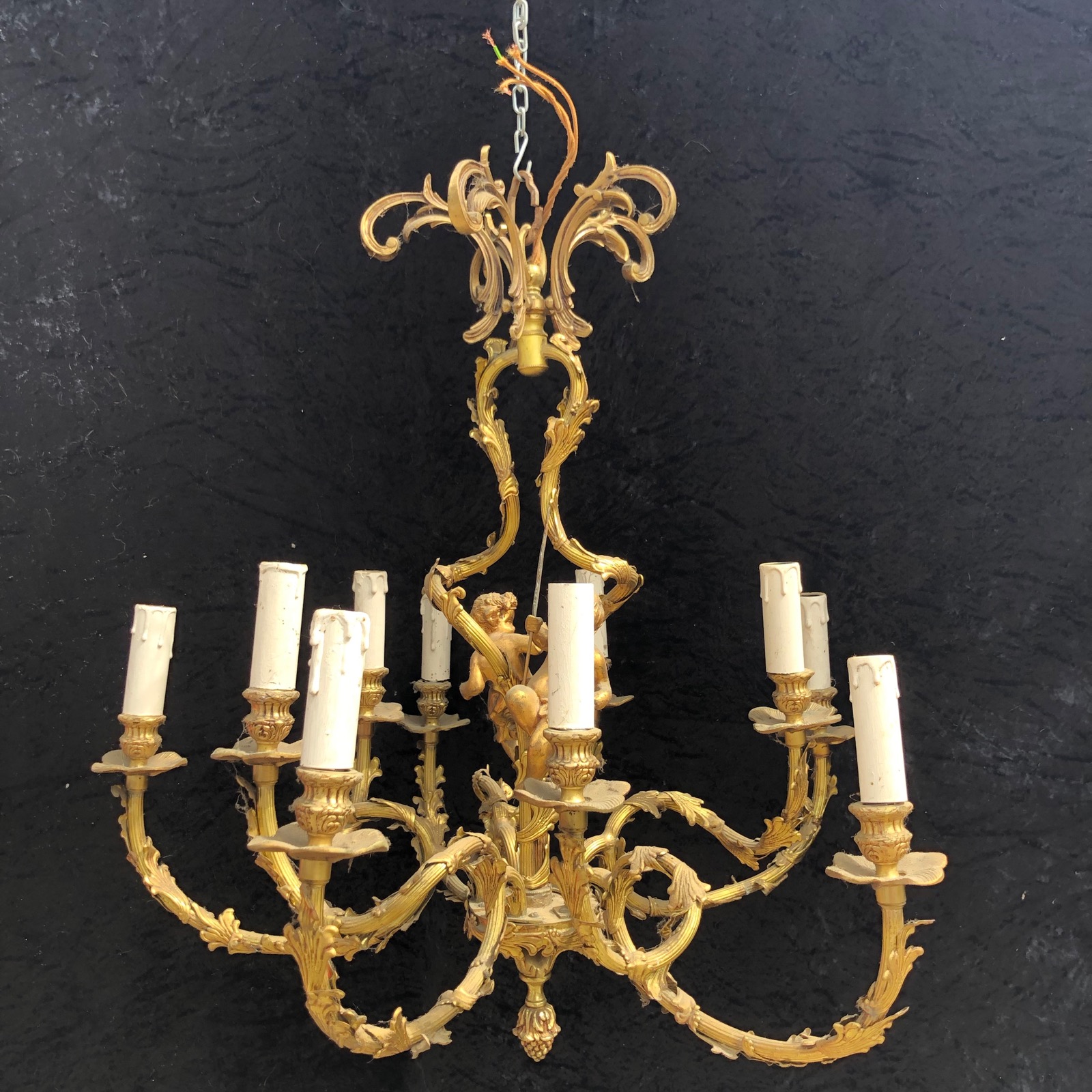 Ten Light French Gilt Antique Chandelier c.1880 (1 of 11)