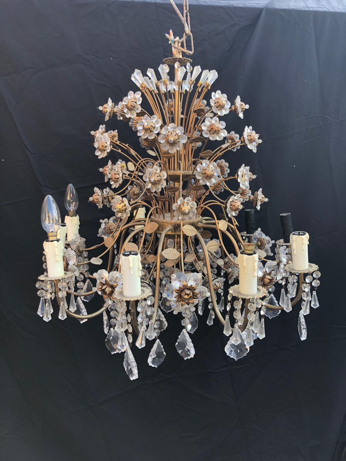 Large Ten Light Florentine Antique Chandelier (1 of 7)
