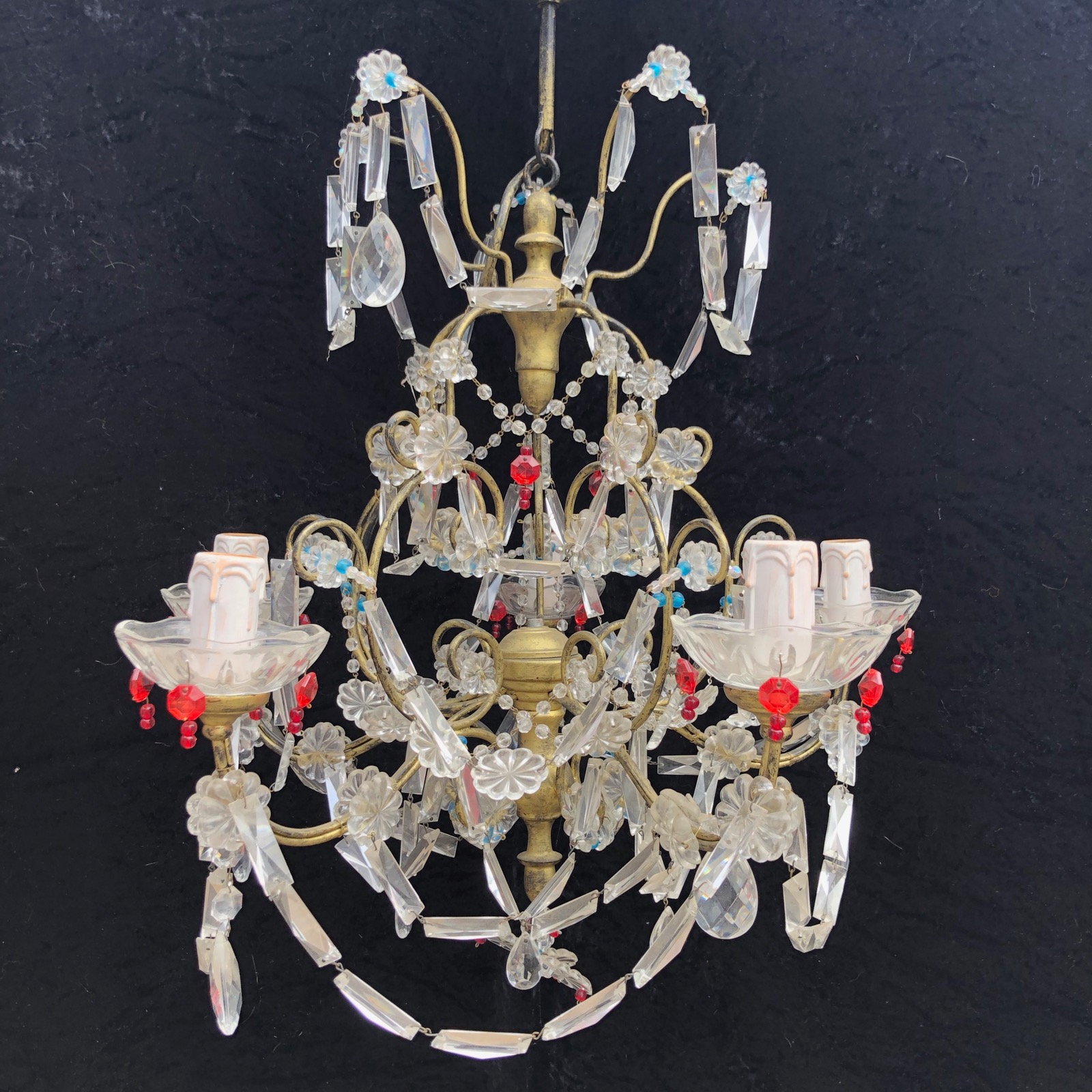 Five Light Gilt Florentine Chandelier c.1920 (1 of 9)