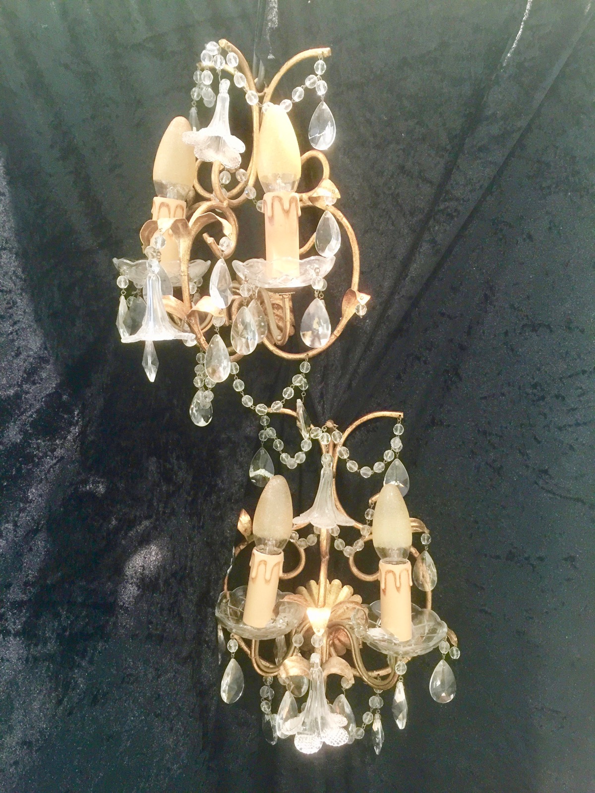A Pair of Antique Italian Two Light Gilt Appliques (1 of 6)
