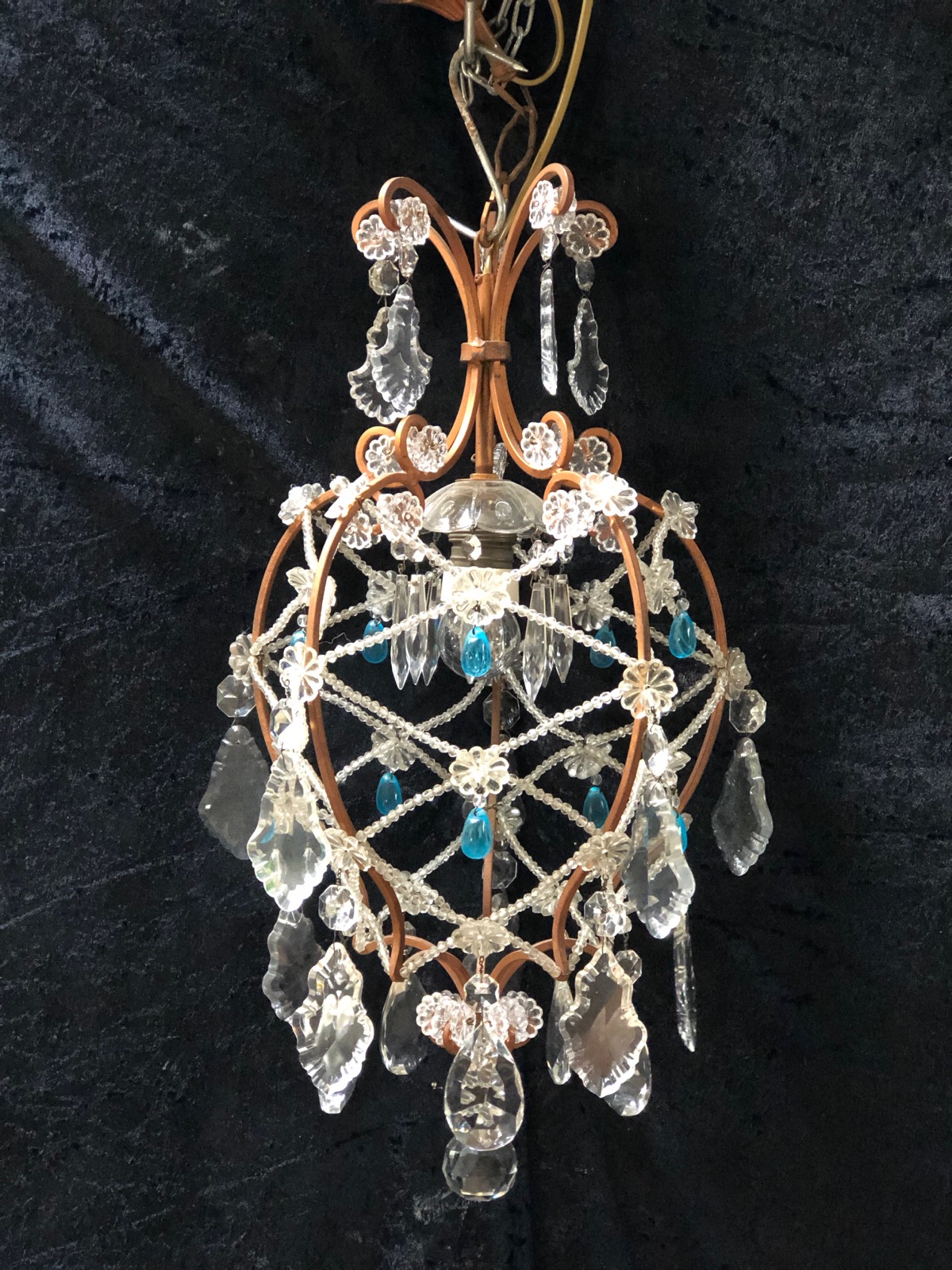 One Light Florentine Gilt Framed Chandelier c.1920 (1 of 9)