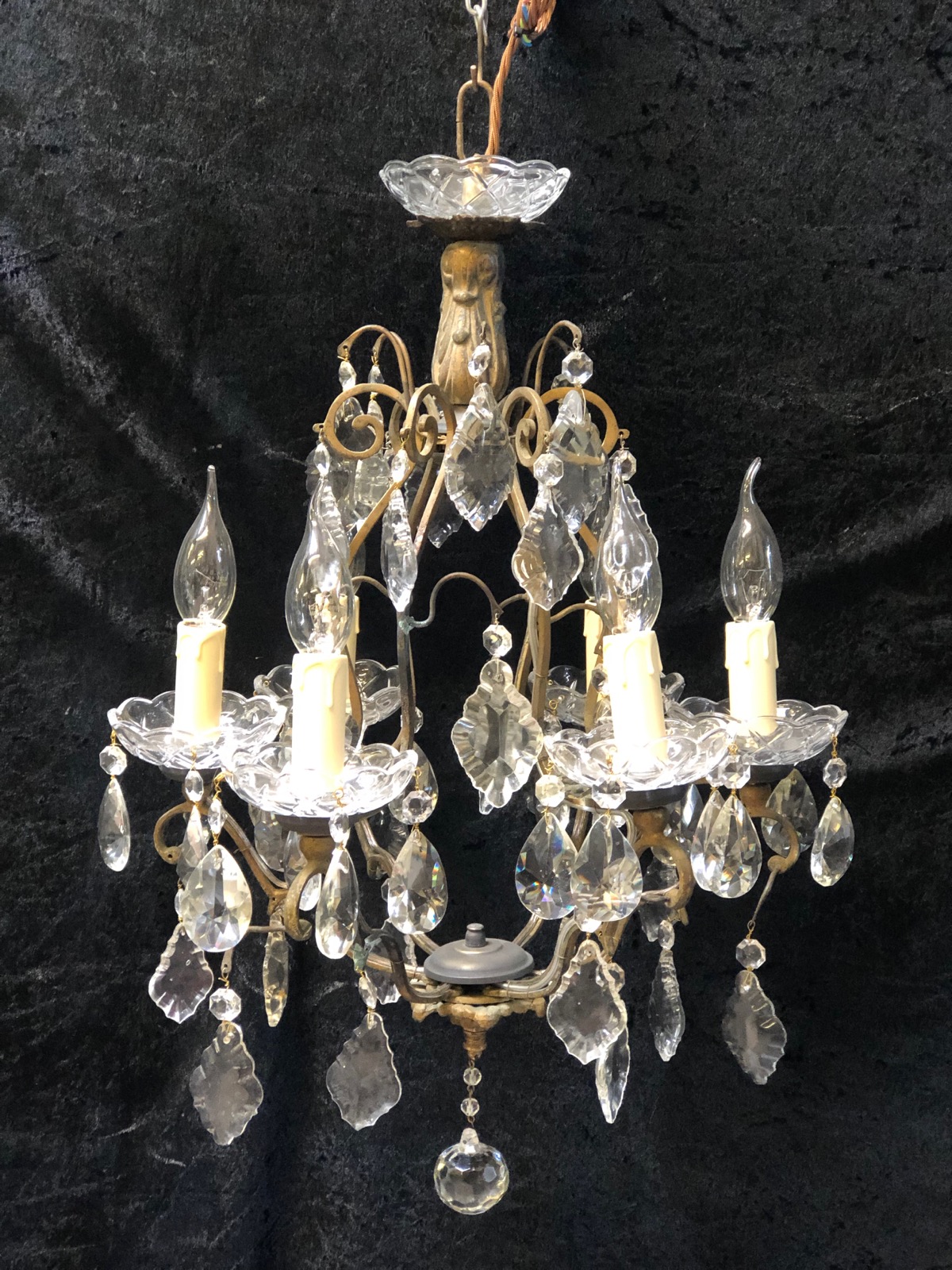 Six Light French Cage Antique Chandelier c.1900 (1 of 7)