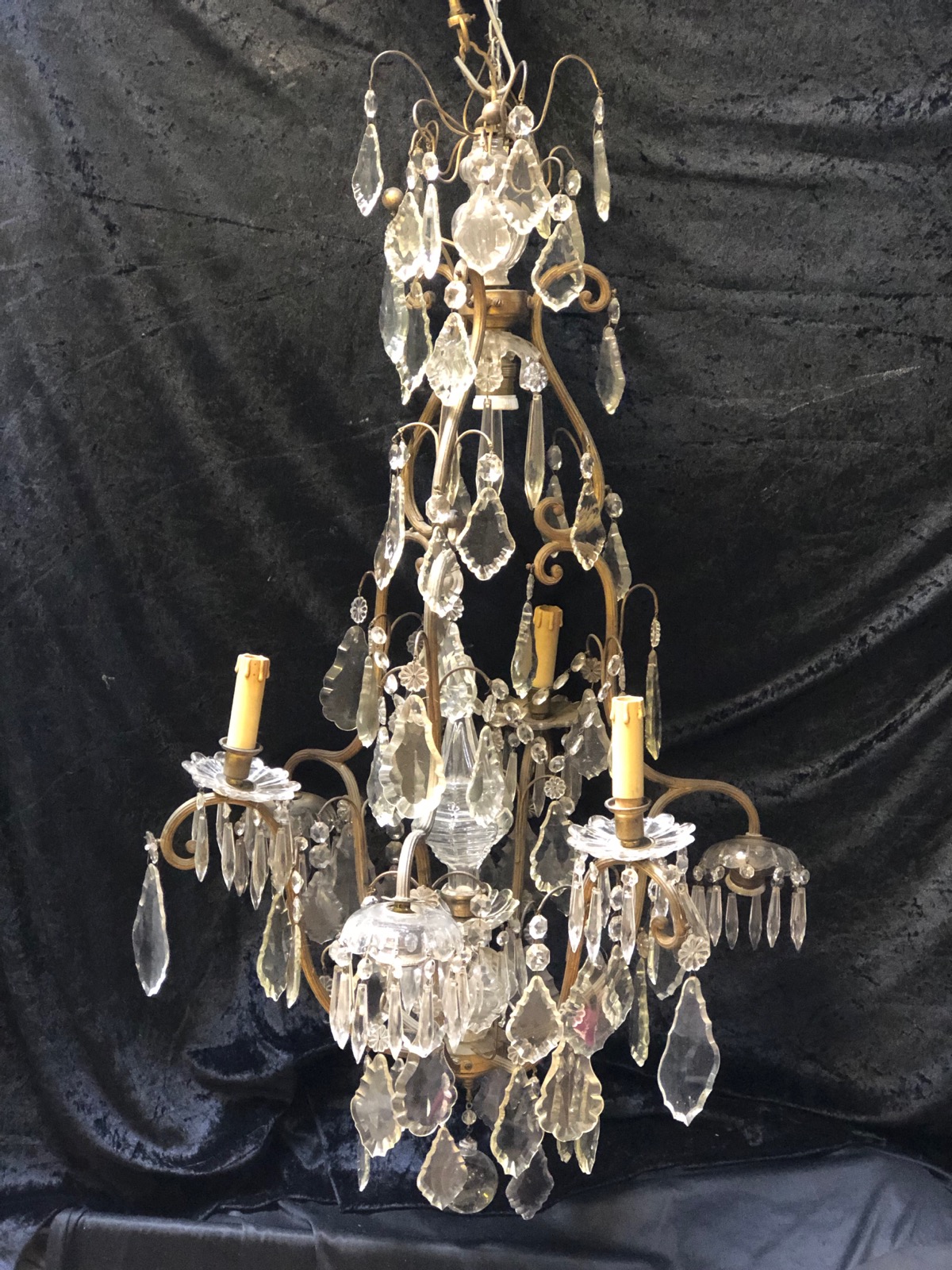 Large French Unique Antique Chandelier with 9 Lights c.1900 (1 of 17)