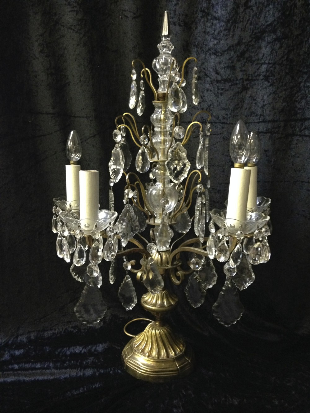French Table Lamp Chandelier c.1940 small crystal chandelier table lamp