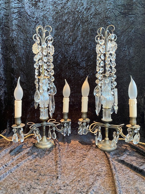 Pair of Large French Antique Girondelle Lamps (1 of 7)