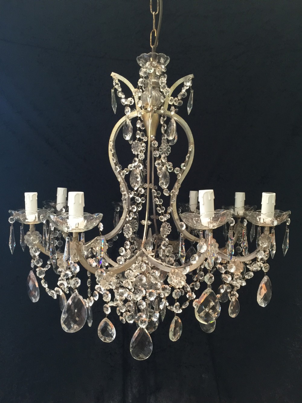 Italian Silver Framed Chandelier c.1920 (1 of 1) Italian Silver Framed Chandelier c.1920 (1 of 1)