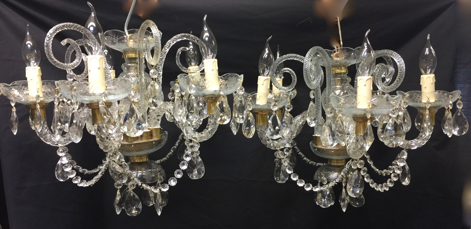 Pair of Bohemian All Glass Chandeliers (1 of 6)