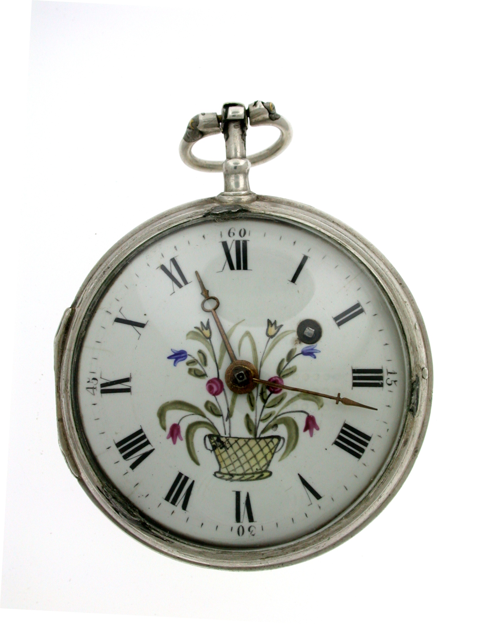 Silver French Verge Pretty Dial Pocket Watch 1880 (1 of 1) Silver French Verge Pretty Dial Pocket Watch 1880 (1 of 1)