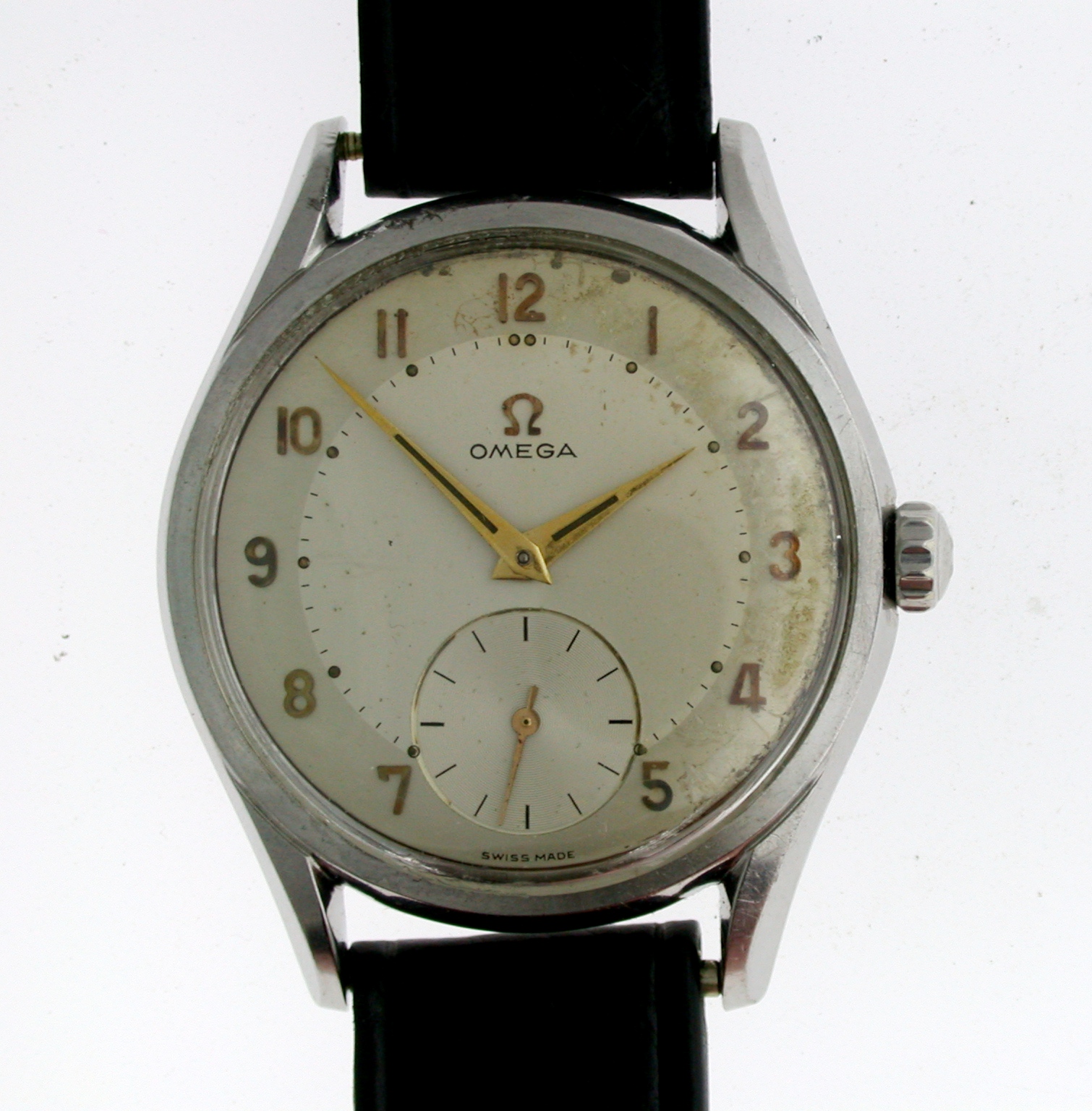 Original Omega Round Steel & Rose Gold Mens Wrist Watch Swiss 1950 (1 of 1) Original Omega Round Steel & Rose Gold Mens Wrist Watch Swiss 1950 (1 of 1)