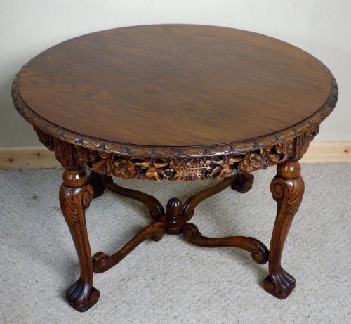 Carved Walnut Circular Coffee Table c.1930 (1 of 1) Carved Walnut Circular Coffee Table c.1930 (1 of 1)