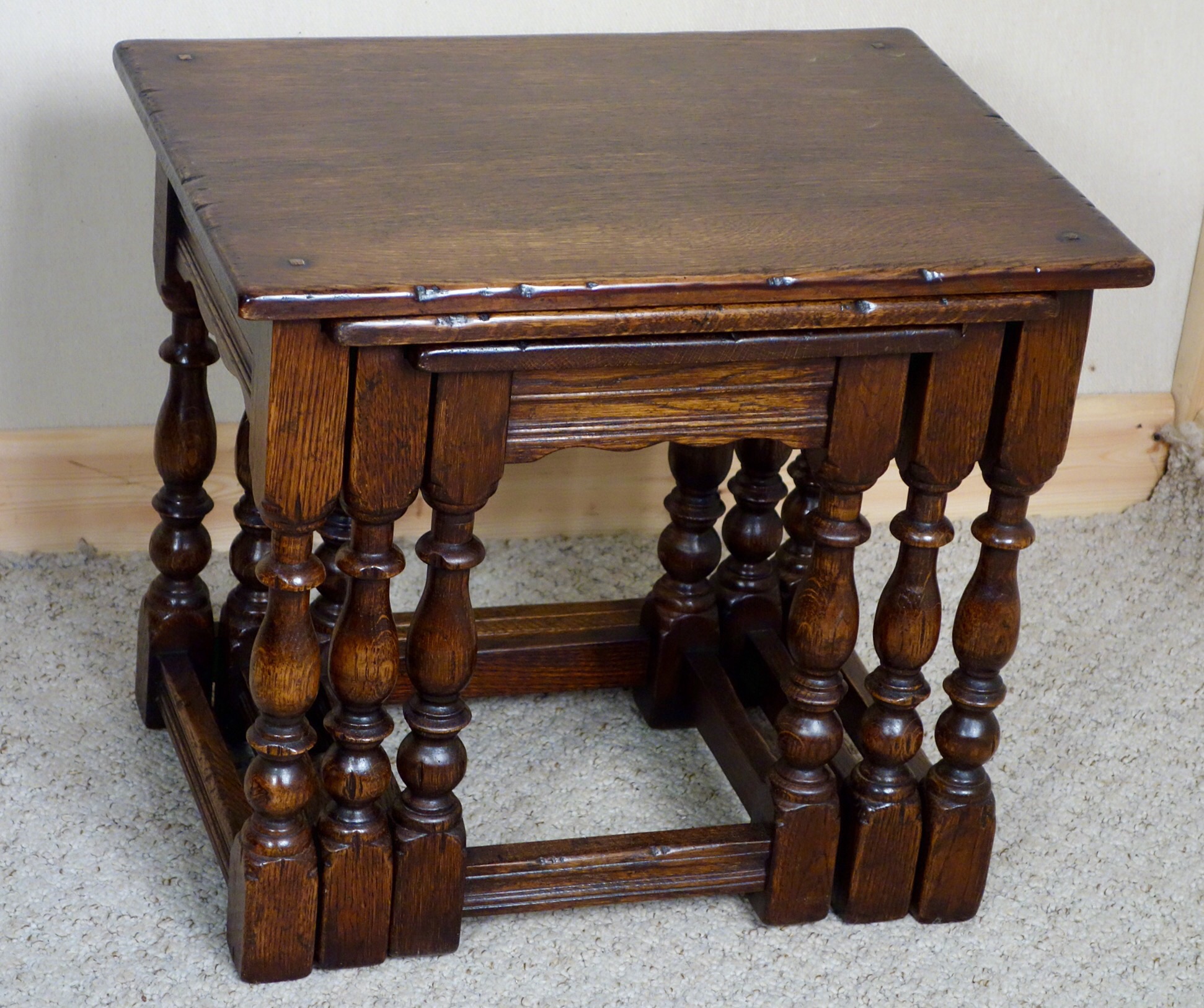 Nest of Three Oak Coffee Tables c.1930 (1 of 1)