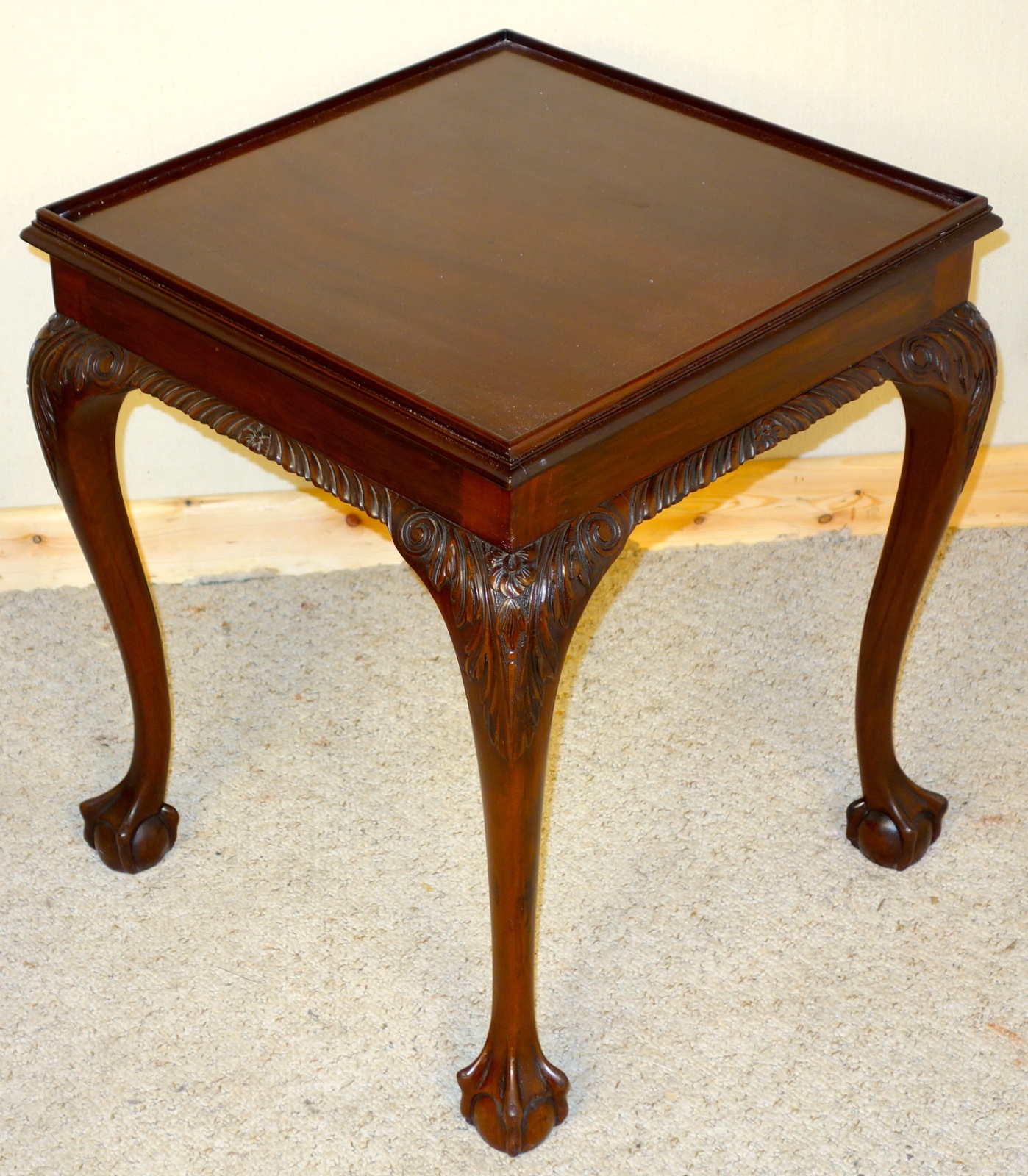 Square Carved Mahogany Side Lamp Table c.1930 (1 of 1) Square Carved Mahogany Side Lamp Table c.1930 (1 of 1)