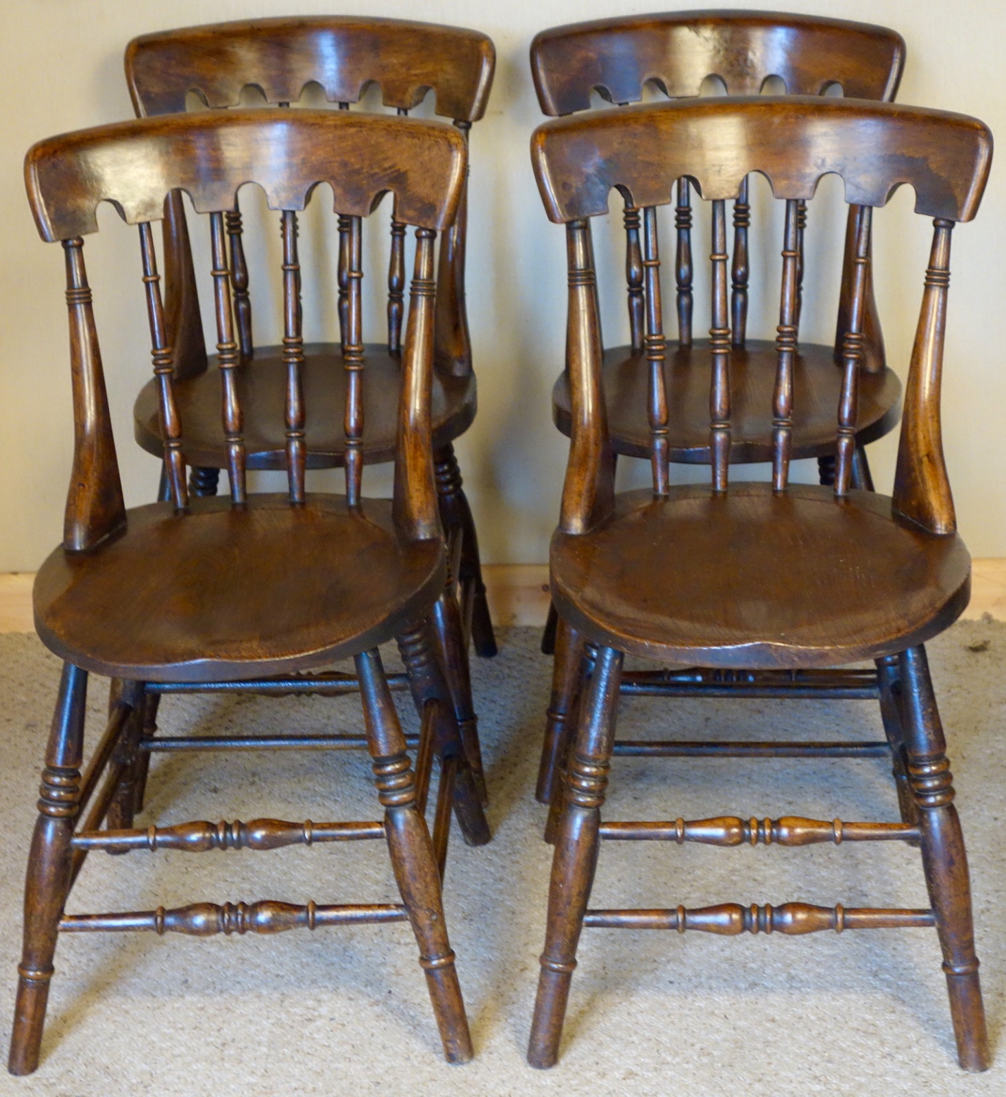 Set of Four Victorian Elm & Beech Kitchen Dining Chairs c.1880 (1 of 1) Set of Four Victorian Elm & Beech Kitchen Dining Chairs c.1880 (1 of 1)