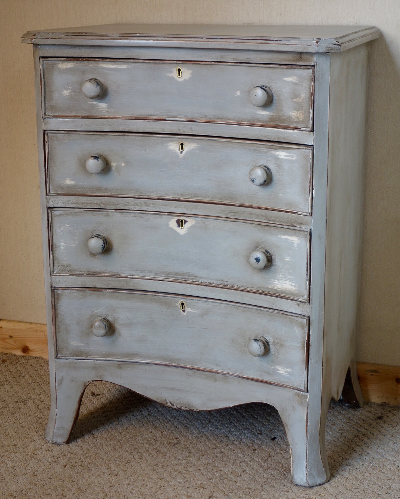 Chalk Painted Distressed Small Chest of Drawers c.1920 (1 of 1) Chalk Painted Distressed Small Chest of Drawers c.1920 (1 of 1)