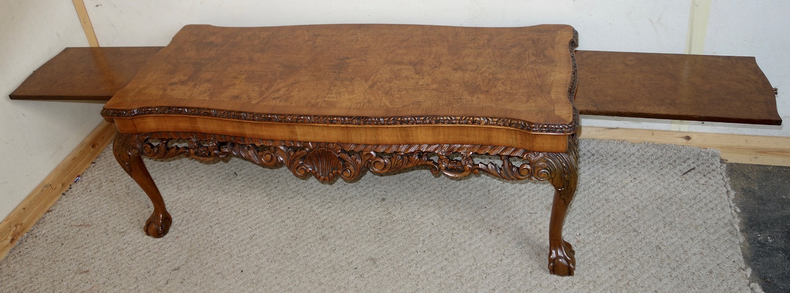 Finest Quality Longjohn Carved Walnut Coffee Table with Slides (1 of 1)