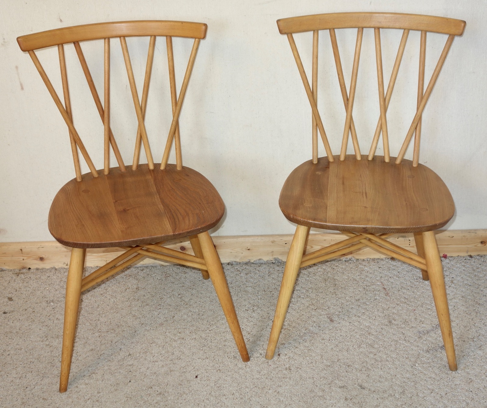 Pair of Ercol Candlestick Elm Chairs c.1960 (1 of 1) Pair of Ercol Candlestick Elm Chairs c.1960 (1 of 1)