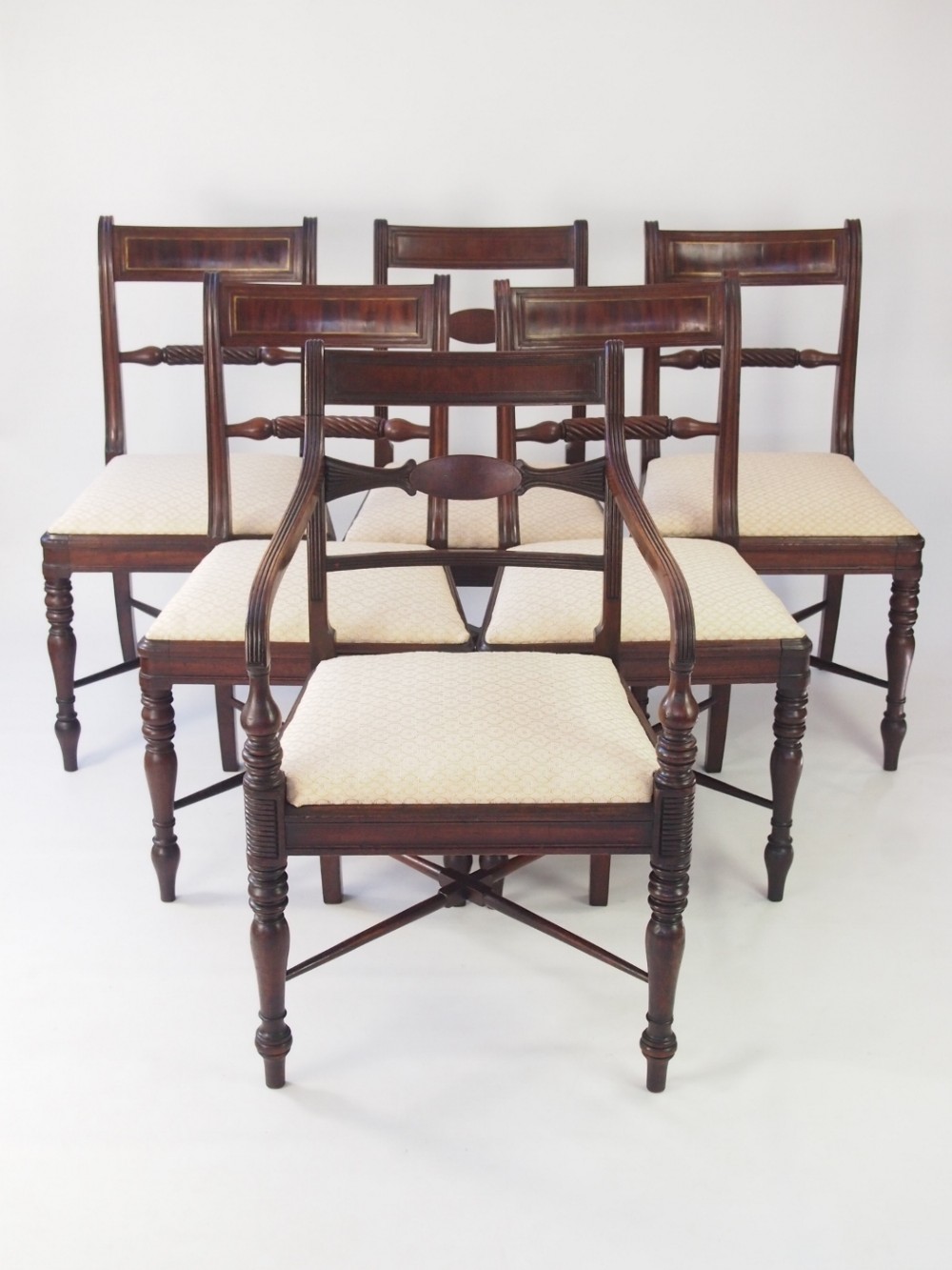 Harlequin Set of 6 Antique Regency Dining Chairs c.1820 (1 of 1) Harlequin Set of 6 Antique Regency Dining Chairs c.1820 (1 of 1)