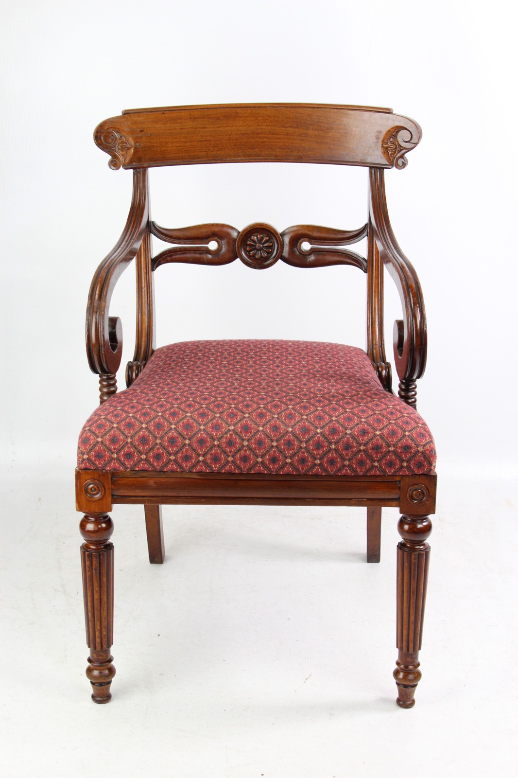 Antique William IV Mahogany Open Armchair / Desk Chair (1 of 1) Antique William IV Mahogany Open Armchair / Desk Chair (1 of 1)
