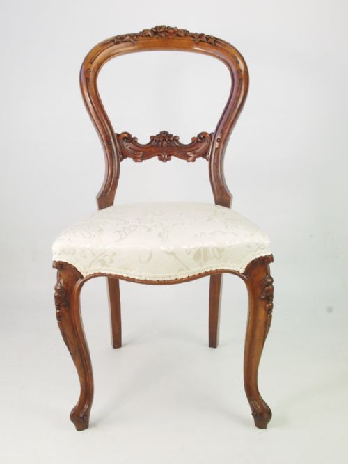 Victorian Walnut Balloon Back Chair With Rose Carving & Label c.1870 (1 of 1) Victorian Walnut Balloon Back Chair With Rose Carving & Label c.1870 (1 of 1)