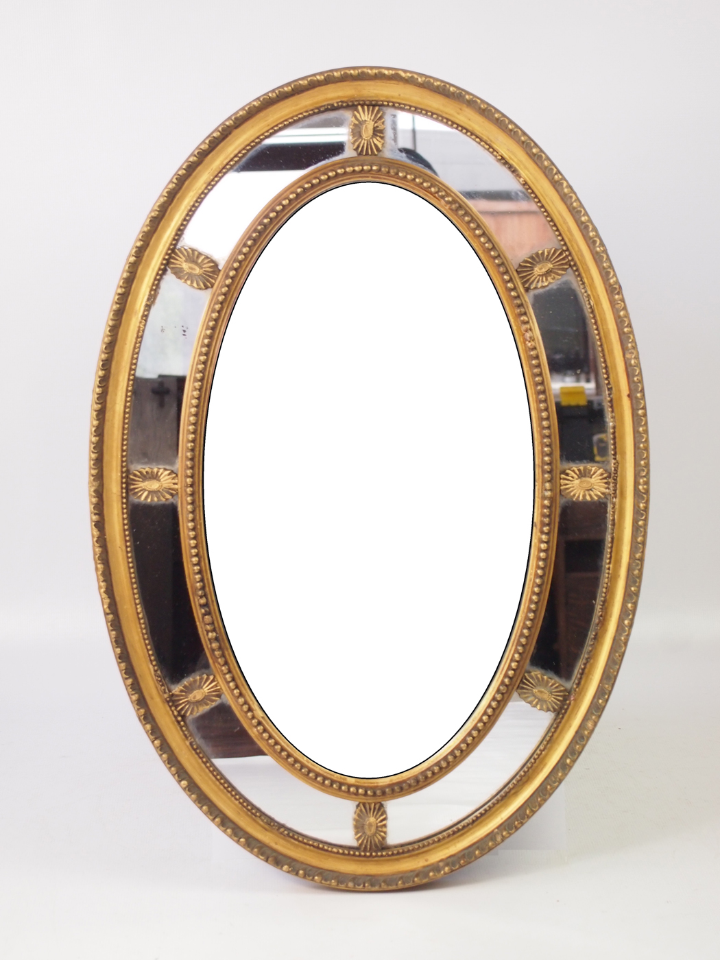 Antique Gilt Sectional Oval Wall Mirror c.1910 (1 of 1) Antique Gilt Sectional Oval Wall Mirror c.1910 (1 of 1)
