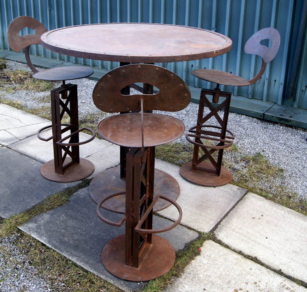 Industrial French Bistro Table & Chairs c.1930 (1 of 5)