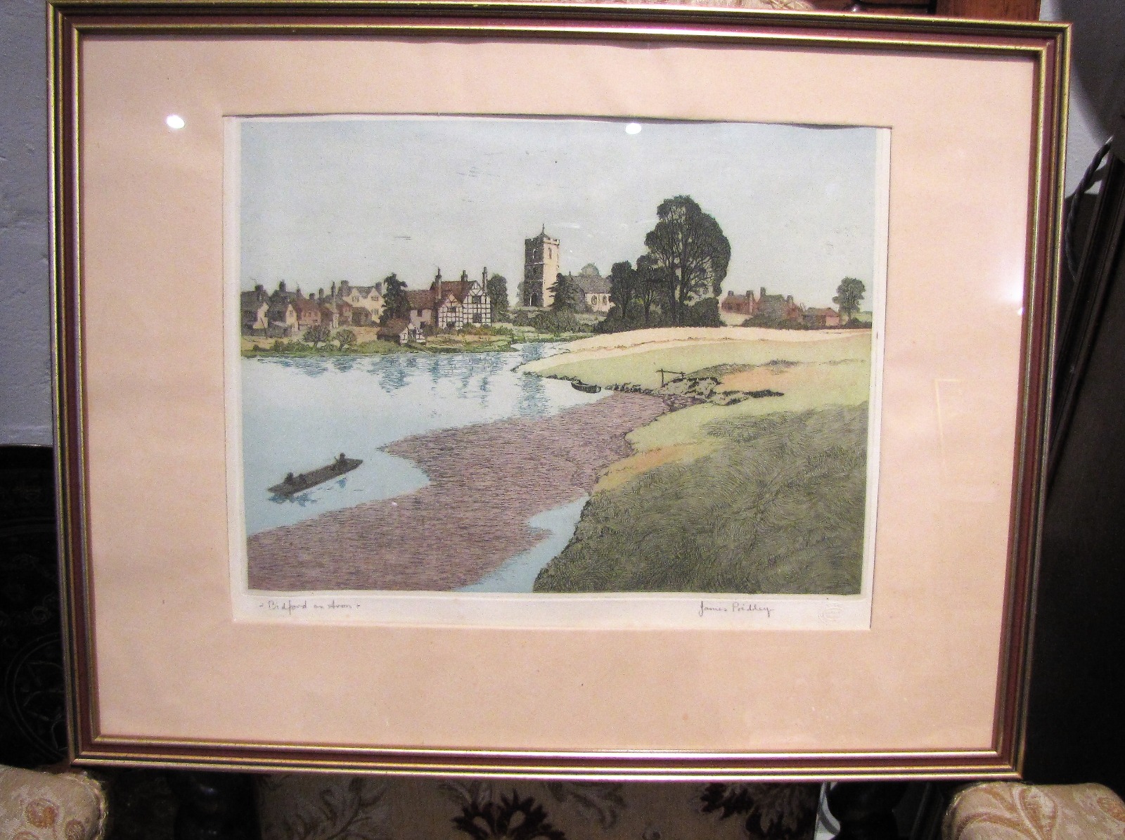 James Priddey Coloured Etching of Bidford on Avon (1 of 6)