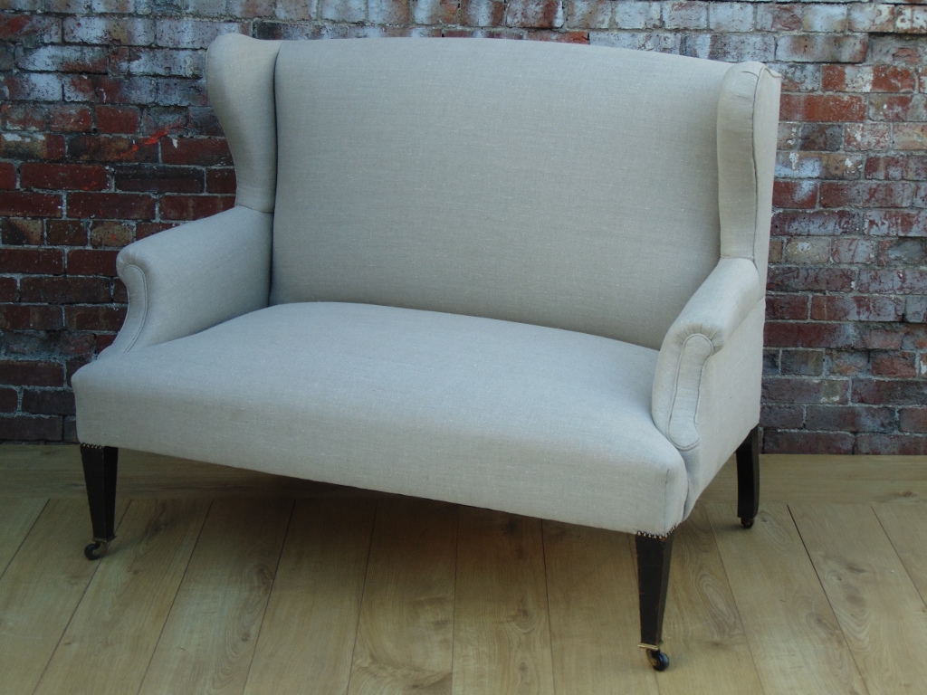 Antique Reupholstered Wing Back Sofa c.1910 808 / LA43237