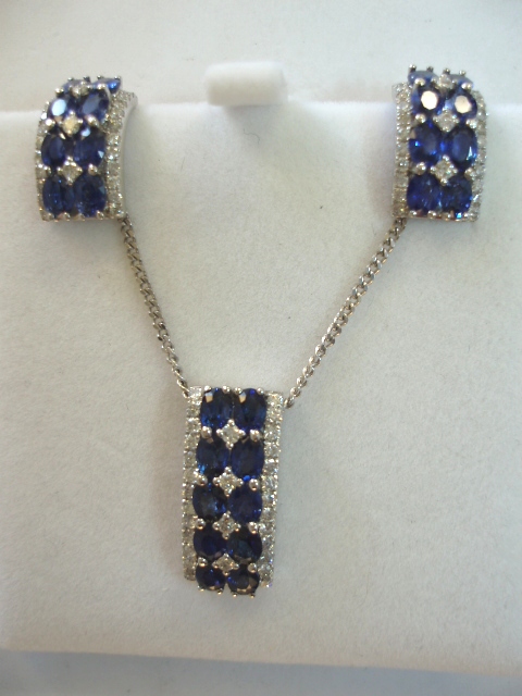 Diamond & Sapphire Earrings & Pendant (1 of 1)