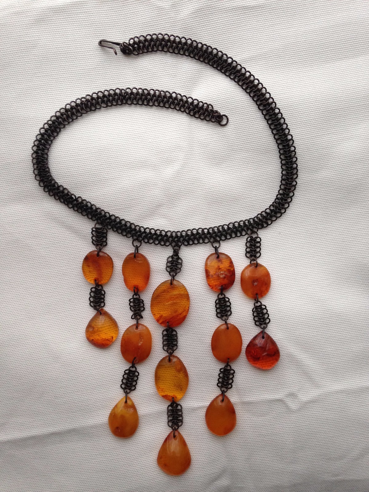 Authentic Antique Semi-Transparent Baltic Amber with Copper Necklace - Unique Design Handmade (1 of 5) Authentic Antique Semi-Transparent Baltic Amber with Copper Necklace - Unique Design Handmade (1 of 5)