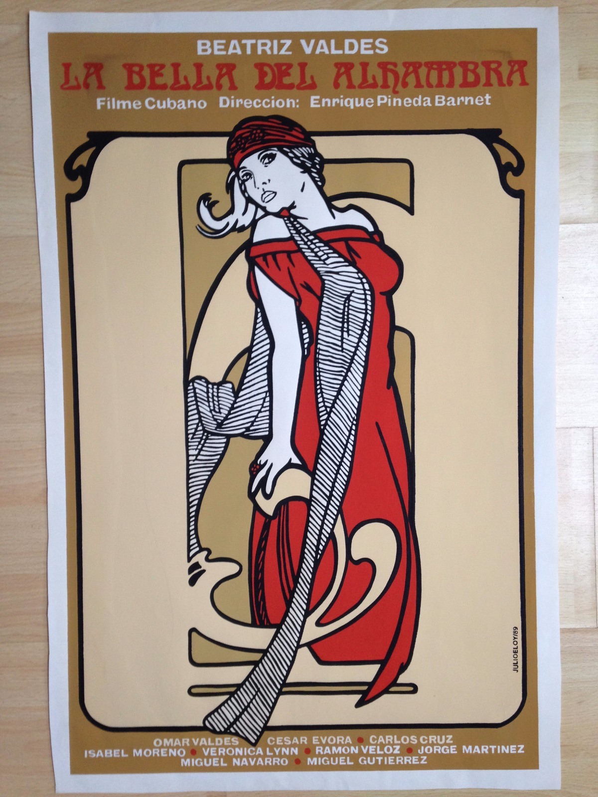 Original Movie Silkscreen Poster by Julio Eloy (1943-2004) 'La Bella Del Alhambra' Cuba 1989 (1 of 8)