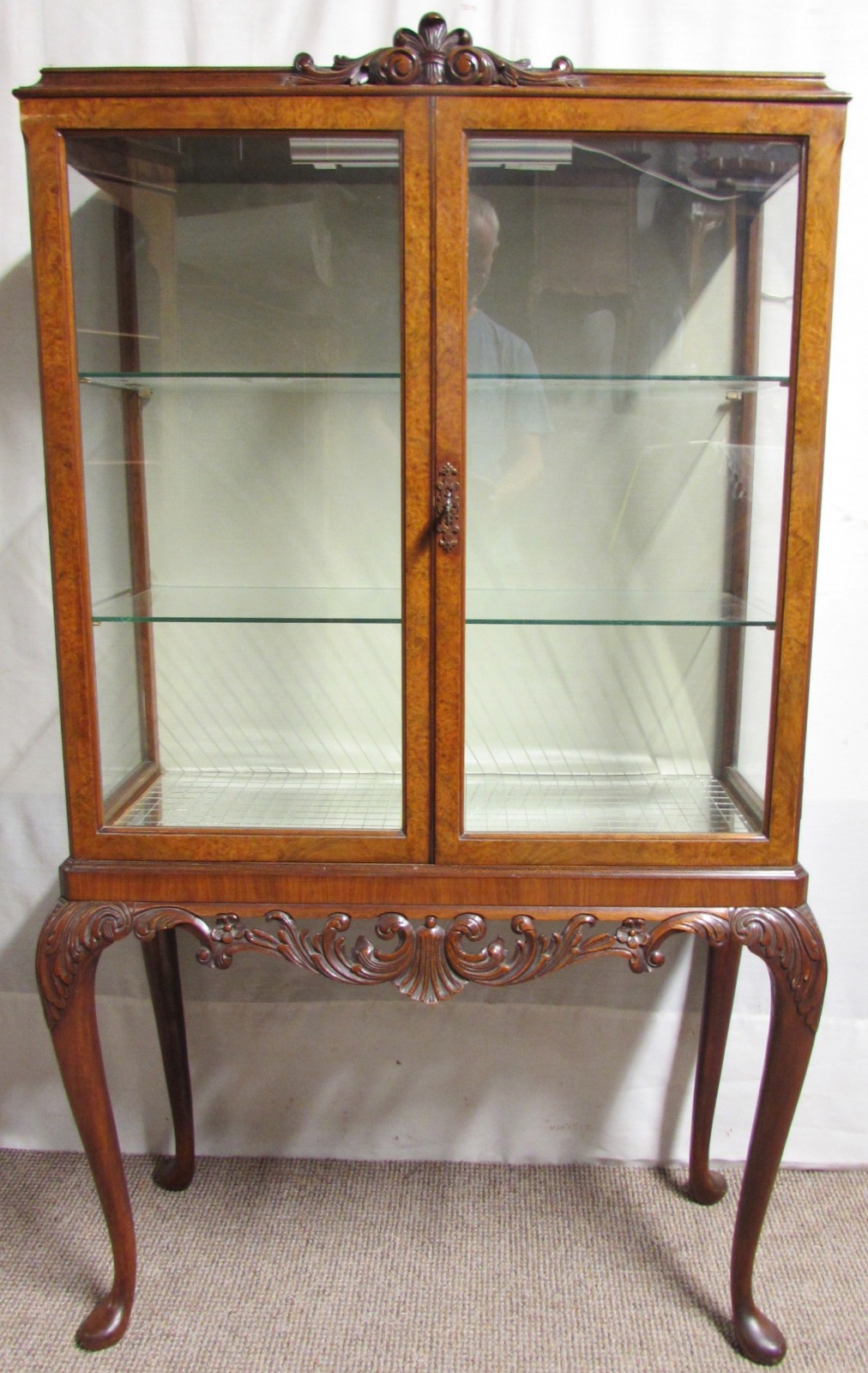 Queen Anne Walnut Display Cabinet c.1920 (1 of 1) Queen Anne Walnut Display Cabinet c.1920 (1 of 1)