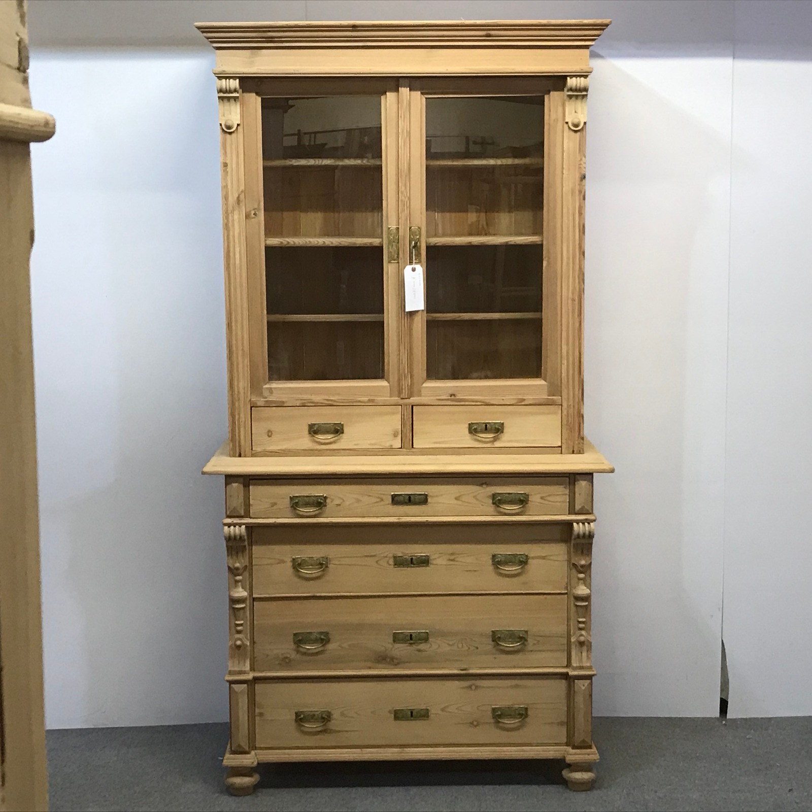 Antique Pine Display Cabinet & Drawers c.1910 (1 of 1) Antique Pine Display Cabinet & Drawers c.1910 (1 of 1)