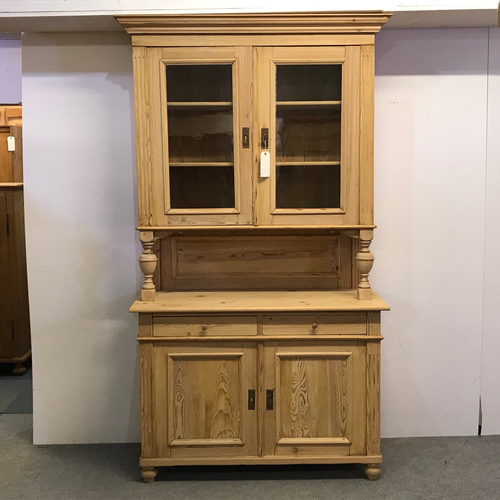 Very Tall Pine Dresser with Glazed Cabinet c.1920 (1 of 1) Very Tall Pine Dresser with Glazed Cabinet c.1920 (1 of 1)
