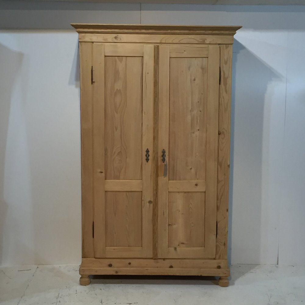 Slim Antique Pine Double Door Wardrobe (Dismantles) (1 of 1) Slim Antique Pine Double Door Wardrobe (Dismantles) (1 of 1)