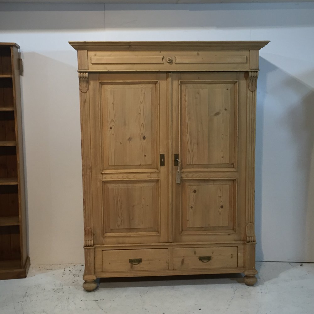 Antique Pine Double Wardrobe with Bottom Drawers c.1900 (1 of 1) Antique Pine Double Wardrobe with Bottom Drawers c.1900 (1 of 1)