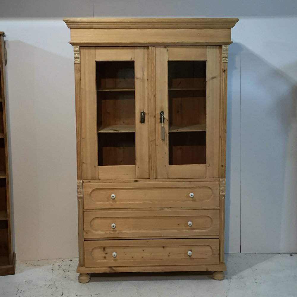 Large Old Pine Glazed Cabinet with Drawers (1 of 1) Large Old Pine Glazed Cabinet with Drawers (1 of 1)