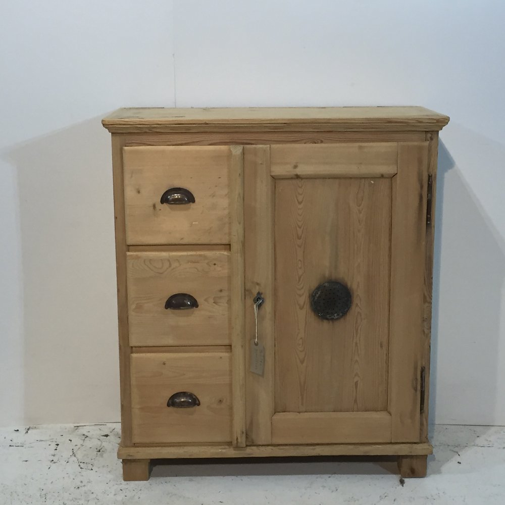 Small Old Pine Food Cupboard with 3 Drawers (1 of 1) Small Old Pine Food Cupboard with 3 Drawers (1 of 1)