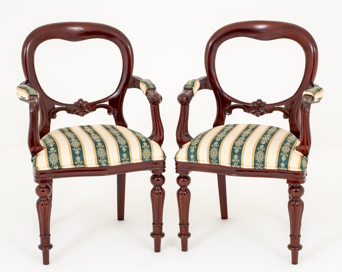 Pair of Victorian Style Mahogany Open Arm Chairs (1 of 6) Pair of Victorian Style Mahogany Open Arm Chairs (1 of 6)