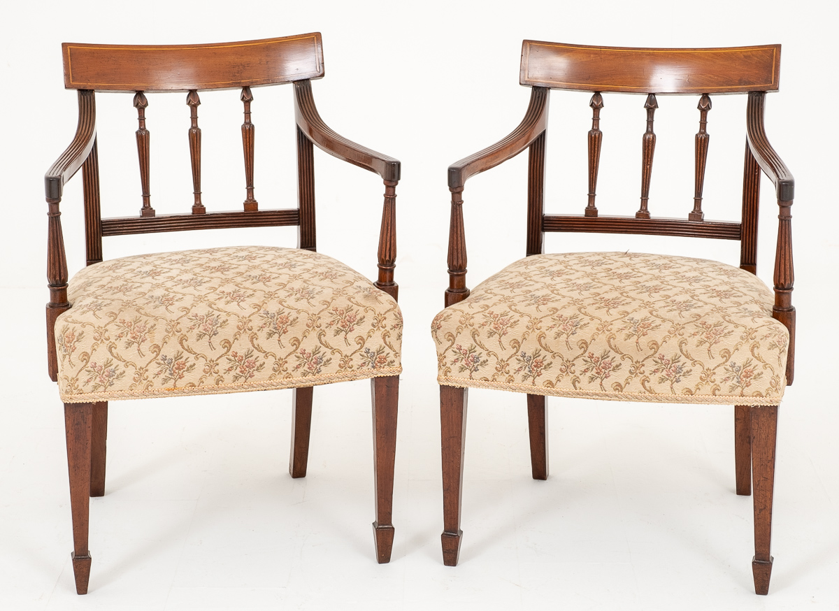 Pair of George III Mahogany Open Elbow Chairs (1 of 1) Pair of George III Mahogany Open Elbow Chairs (1 of 1)