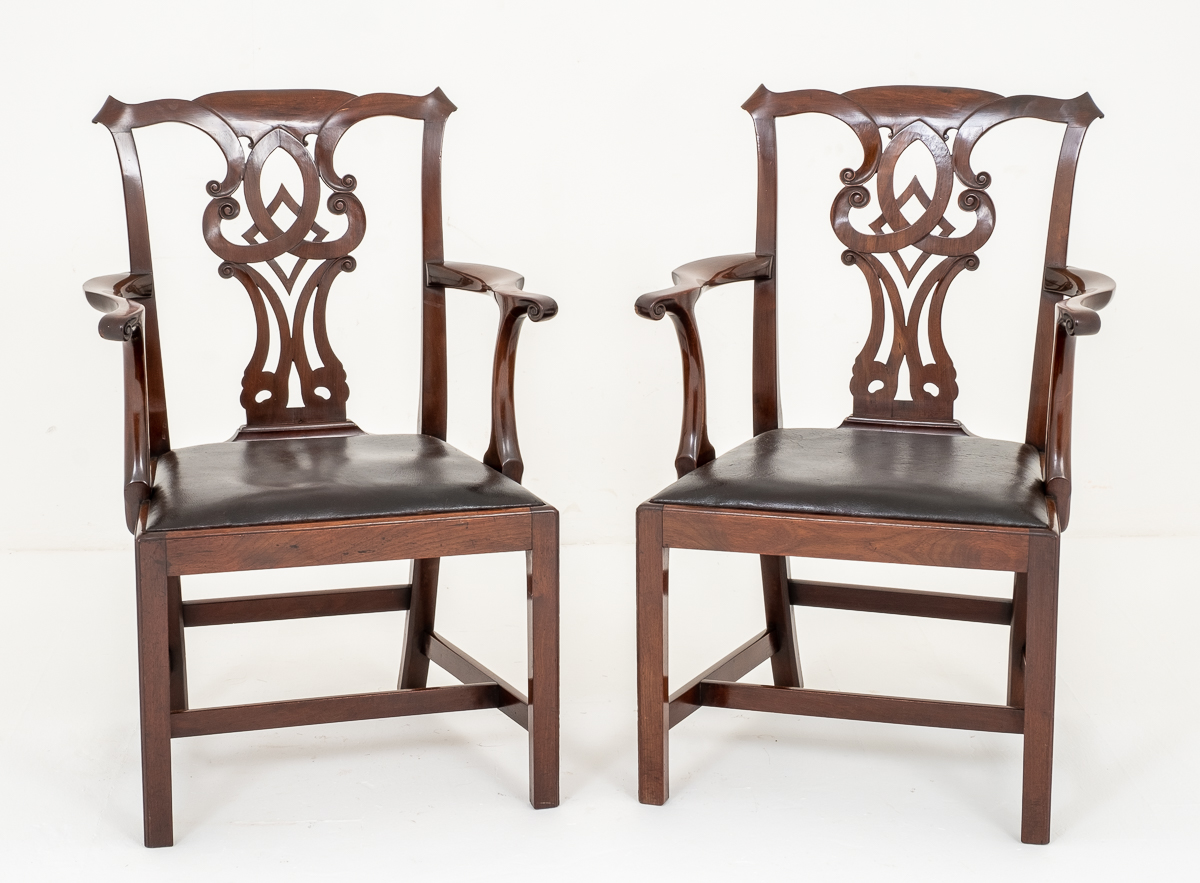 Pair of Mahogany Chippendale Style Armchairs c.1880 (1 of 10) Pair of Mahogany Chippendale Style Armchairs c.1880 (1 of 10)