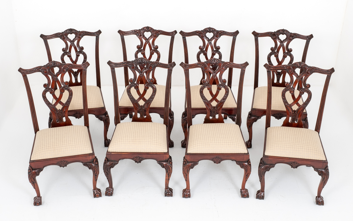 Good Set of 8 Chippendale Style Mahogany Dining Chairs (1 of 9)