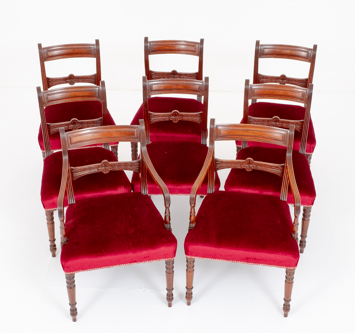 Good Set of 8 Mahogany Regency Bar Back Dining Chairs (1 of 17)