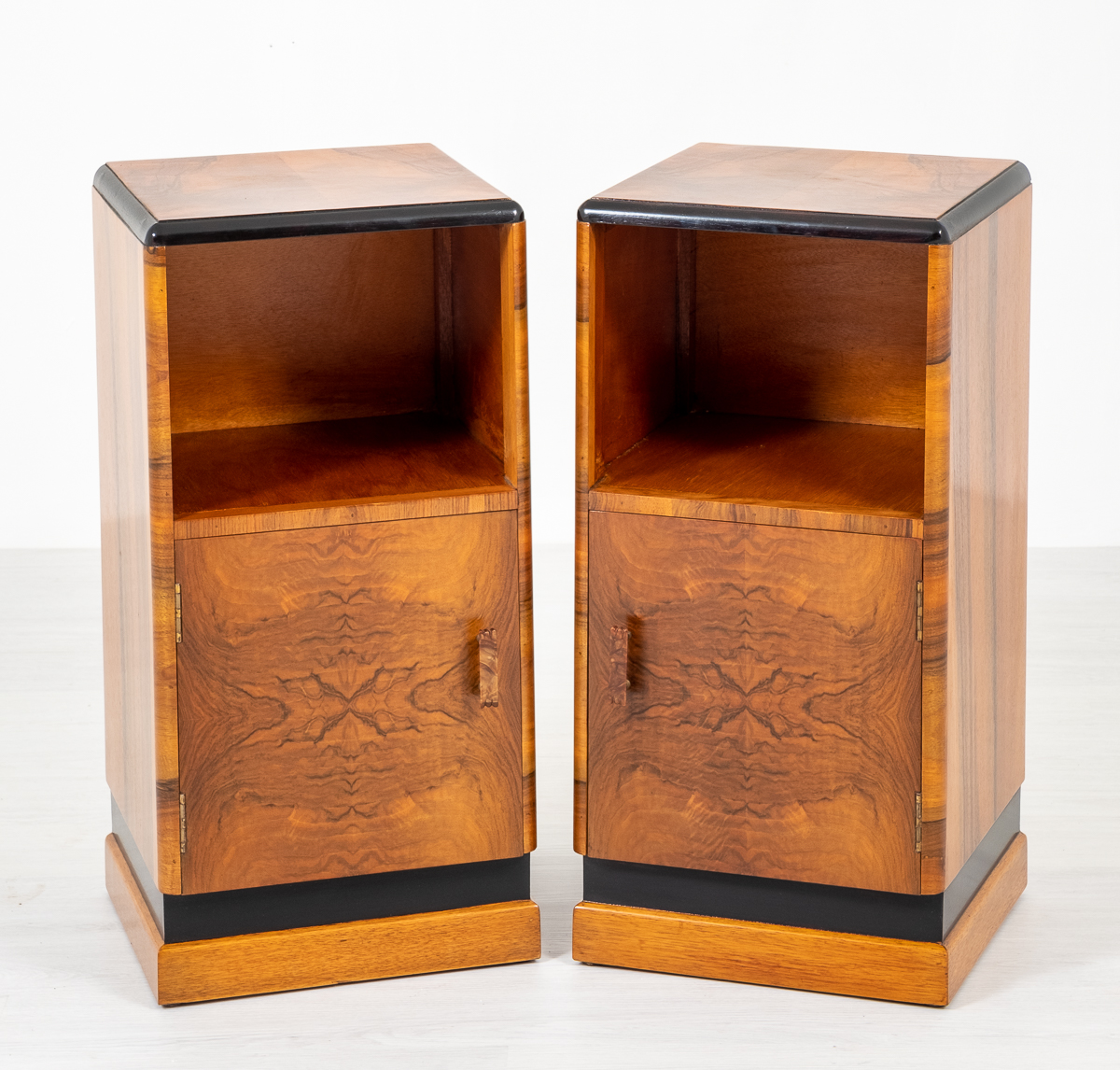 Pair of Walnut Art Deco Bedside Cabinets (1 of 7) Pair of Walnut Art Deco Bedside Cabinets (1 of 7)
